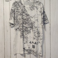 BAMBAKI Men XL Regular Cotton Crew Neck Short Sleeve Greece Map Graphic T-Shirt