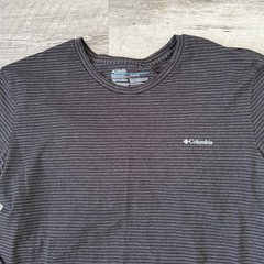 Columbia T-Shirt Mens XL Stretch Gray Striped Long Sleeve Crew Neck Tee Top