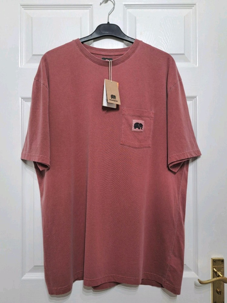 Trendsplant Essential Pigment Pocket T-Shirt Red Mens XL Organic Cotton £42 BNWT