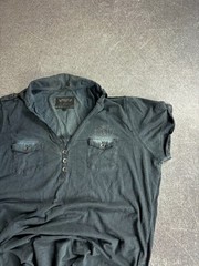 VTG 00s Japanese Y2K Faded Black Henley T-Shirt Distressed Grunge Vintage
