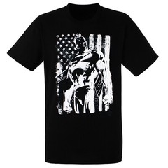 Superman Standing with Flag Men’s Black Shirt