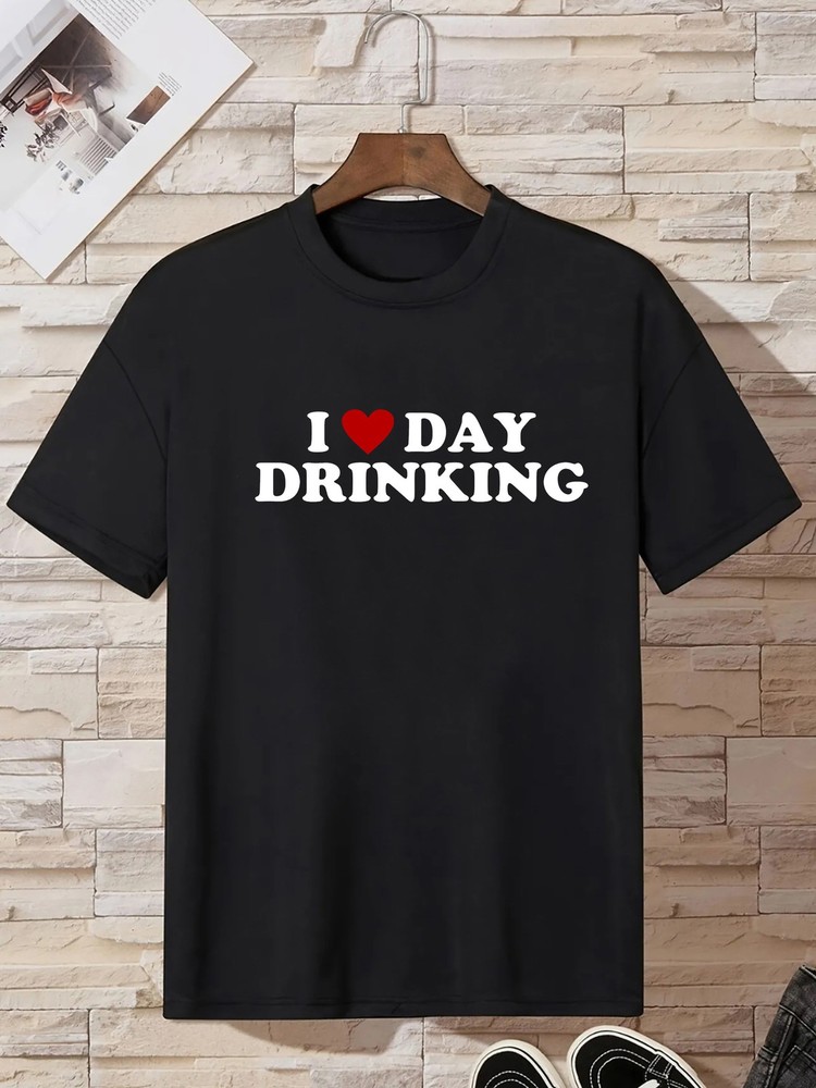 Men’s Casual Short-Sleeve T-Shirt Letter Design – Breathable , Machine Washable▧