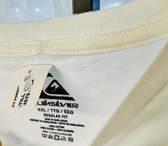 Quiksilver White Logo Graphic Print Jersey Cotton Crew Neck T-Shirt Men 2XL