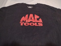 Mac Tools Official T Shirt_ Mint Cond_ Size Large _ Black w/ Red Logo on Front