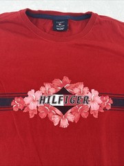 Vintage Tommy Hilfiger Y2K T-Shirt Men’s Large Floral Hibiscus Logo 100% Cotton