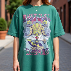 70s Retro Sun Moon T Shirt Oversized Aesthetic Trippy Mushroom Hippie Top Tee
