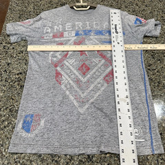 Buckle American Fighter Tee Shirt Men Size S Gray Patriotic Tee Short Sleeve