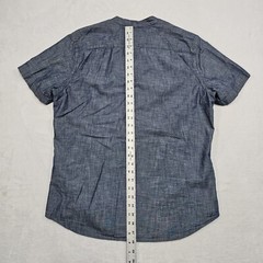 Banana Republic Henley Shirt Mens M 100% Cotton Pocket Button Up Chambray Denim