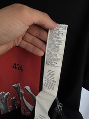424 Black Graphic T-Shirt Mens Size M Red Box Logo Streetwear Designer Tee