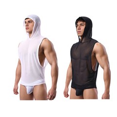 Men’s Tank Top Glossy T-Shirt Hooded Undershirts Casual Shirts Daily Wear Vest