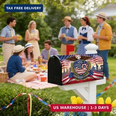 USA 250th Years Anniversary Magnetic Mailbox Cover, Patriotic American Flag Bald