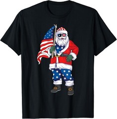 Patriotic Santa American Christmas 4th Of July Santa Gift Unisex T-Shirt