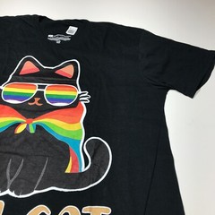 NWOT Ally Cat Graphic Rainbow Pride Short Sleeve Black Crew T-Shirt Mens Size XL