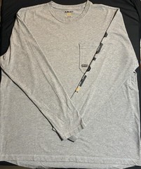 Ariat Rebar Men’s Pocket Long Sleeve Tee T Shirt Light Gray Work Size 2xl