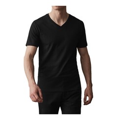 Black White Men 100% Thick Cotton Casual T-Shirt Short Sleeve Tee Crew V Neck