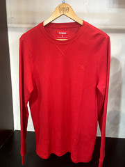 Express Sweater Shirt Medium Knit Henley Red Tagless Machine Washable 60% Cotton