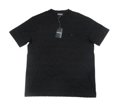 Emporio Armani Men’s Black Textured Pattern V-Neck Short Sleeve T-Shirt L