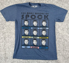 Star Trek Mens Blue The Many Moods of Spock T-Shirt Size M