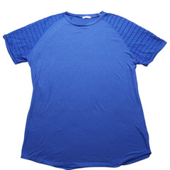 Coofandy Shirt Mens XXL Blue Short Sleeve Pleated Shoulder Stretch Casual
