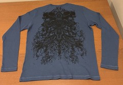 MMA ELITE Men’s X-Large Blue Waffle Knit Long Sleeve T-Shirt Graphic Skulls