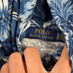Polo Ralph Lauren Men XL Blue Tropical Palm Tree Floral Lightweight Hoodie Shirt