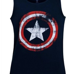 Captain America Distressed Navy Blue Tank Top Blue