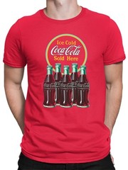 Coca-Cola Official Licensed Retro Ice Cold Bottles Sign Logo Men’s T-shirt