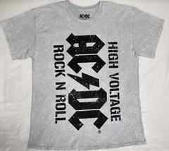 AC/DC T Shirt Medium Unisex Gray Wash Graphic Print Band Tee High Voltage NWOT