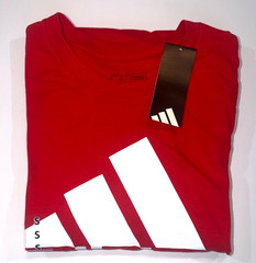 Adidas Red Logo T-Shirt Size S New With Tags Mens Casual Cotton Tee