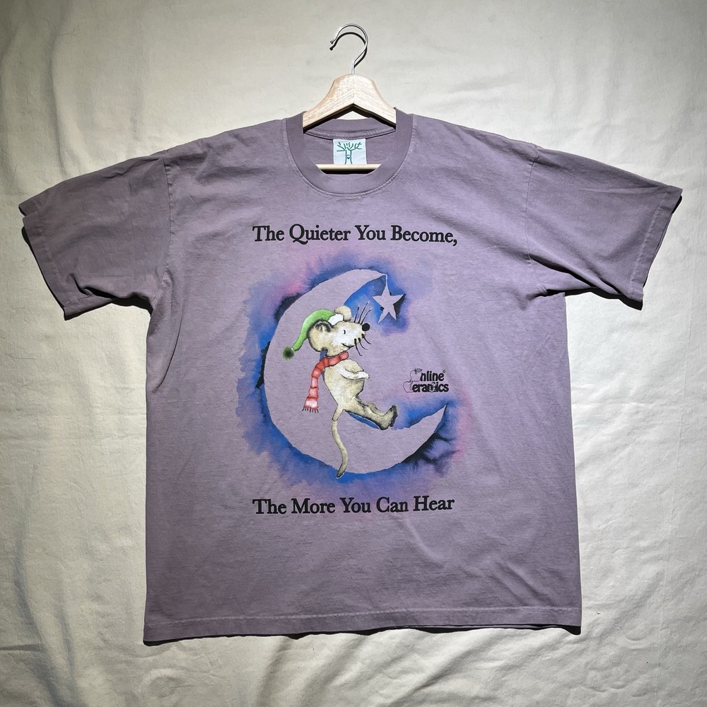 Online Ceramics T Shirt Mouse On The Moon Size XL The Quieter You Become Purple