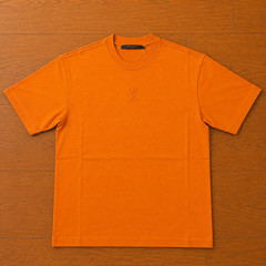 LOUIS VUITTON SMALL ORANGE EMBOSSED LV LOGO T-SHIRT MEN’S DESIGNER TEE