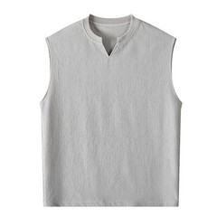 Men V Neck Sleeveless Tank Top Textured Casual Vest Loose Fit for Daily Wear