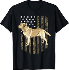 Camo American Flag Yellow Labrador Retriever 4th of July USA T-Shirt