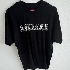 Supreme Black Graphic Logo Crew Neck Short Sleeve Cotton T-Shirt M RN101837