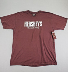 Hersheys Chocolate World Shirt Mens L Brown Metallic Silver Logo NWT NOS New