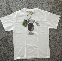 A Bathing Ape BAPE White Ape Head Logo Graphic Crew Neck Tee M Cotton