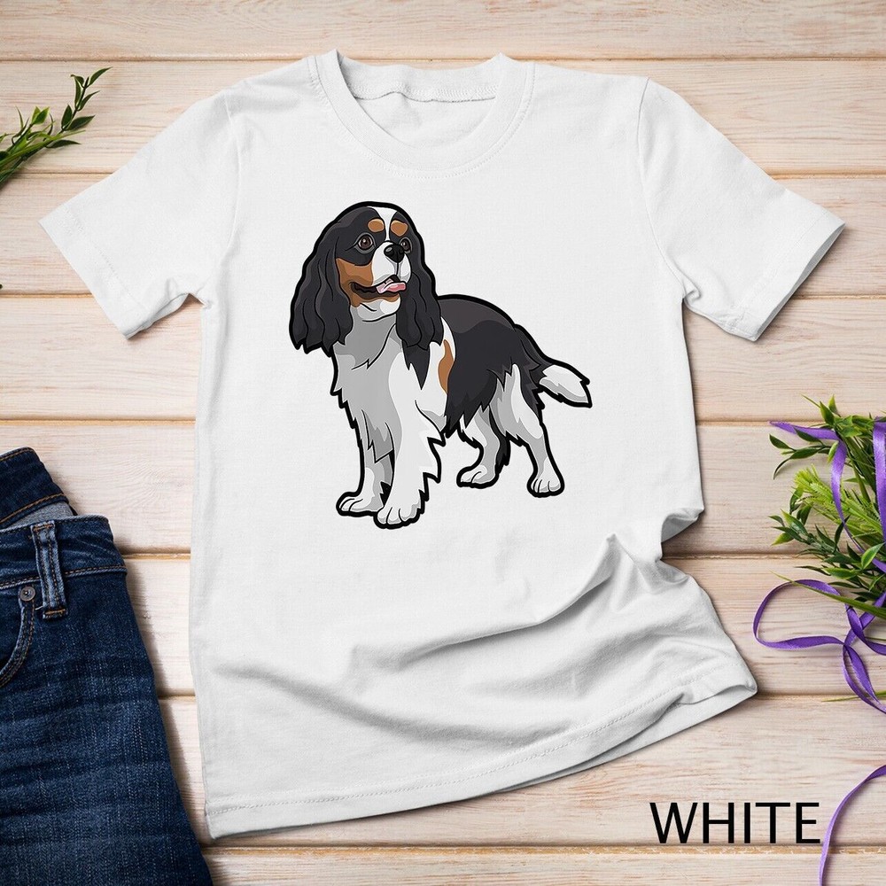 2026/Cute Tri-Color Cavalier King Charles Spaniel Premium Unisex Casua T-Shirt