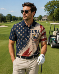 USA 250th Anniversary Golf Polo Shirt 1776-2026 American Flag Patriotic S-5XL