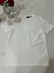 Lot of 2 Murano Men’s Large Slim Fit V-Neck Short Sleeve Tee White Navy Blue