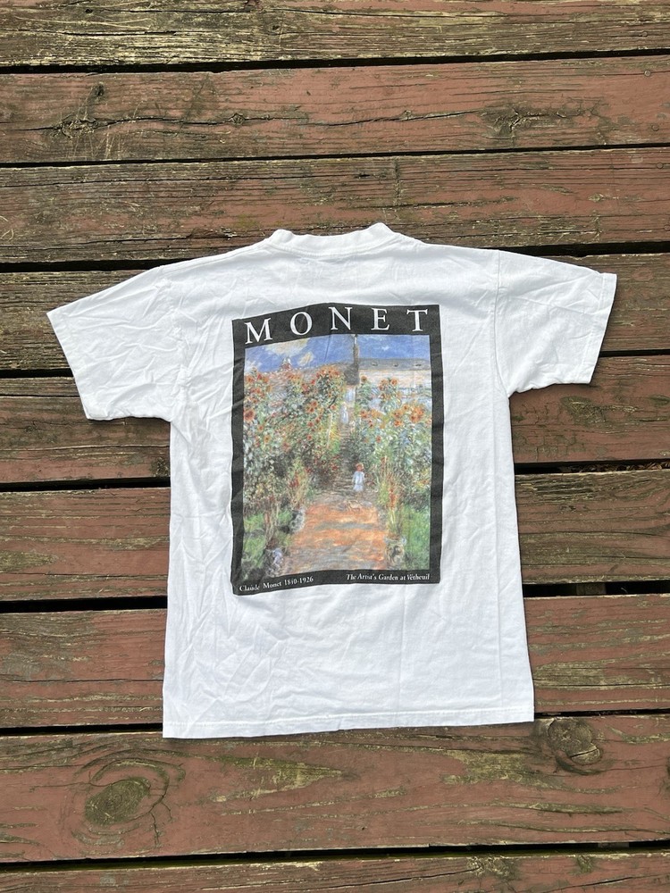 Vintage 90s Claude Monet The Artist’s Garden At Vetheuil Pierre Auguste Art Tee
