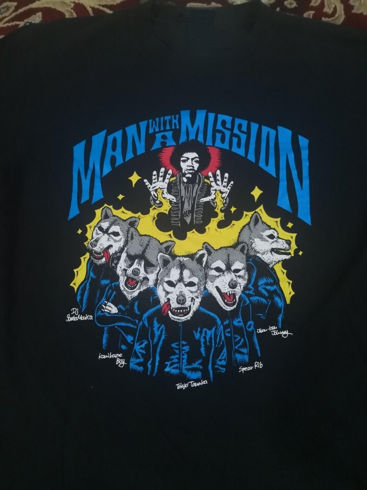 Vtg Man With A Mission Band Cotton Black Full Size Unisex Tee Shirt