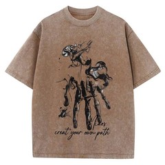100% Cotton Oversized T-Shirt, Smoke Hand Art Vintage Streetwear Unisex Tee