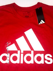 Adidas Red Logo T-Shirt Size L New With Tags Mens Casual Cotton Tee