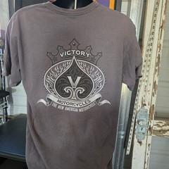 VTG Gildan Mens T-Shirt L Gray Cotton The New American Victory Motorcycles