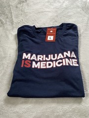 Clothing Optional – T-Shirt – Navy Blue Marijuana is Medicine