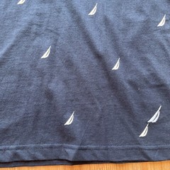 Nautica Men’s T-Shirt Size Large Navy Blue All Over Logo Print Crew Neck NEW