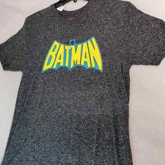 Batman linen t shirt Mens Large Black DC Comics Casual Retro Outdoor Classic NWT