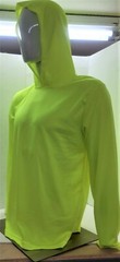 Neon Yellow Long Sleeve Safety Shirt With Hoodie, Polyester Birdeye mesh fabric
