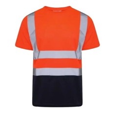 Hi Viz Visibility T Shirt Safety Work High Vis Two Tone Short Sleeve Crew Neck