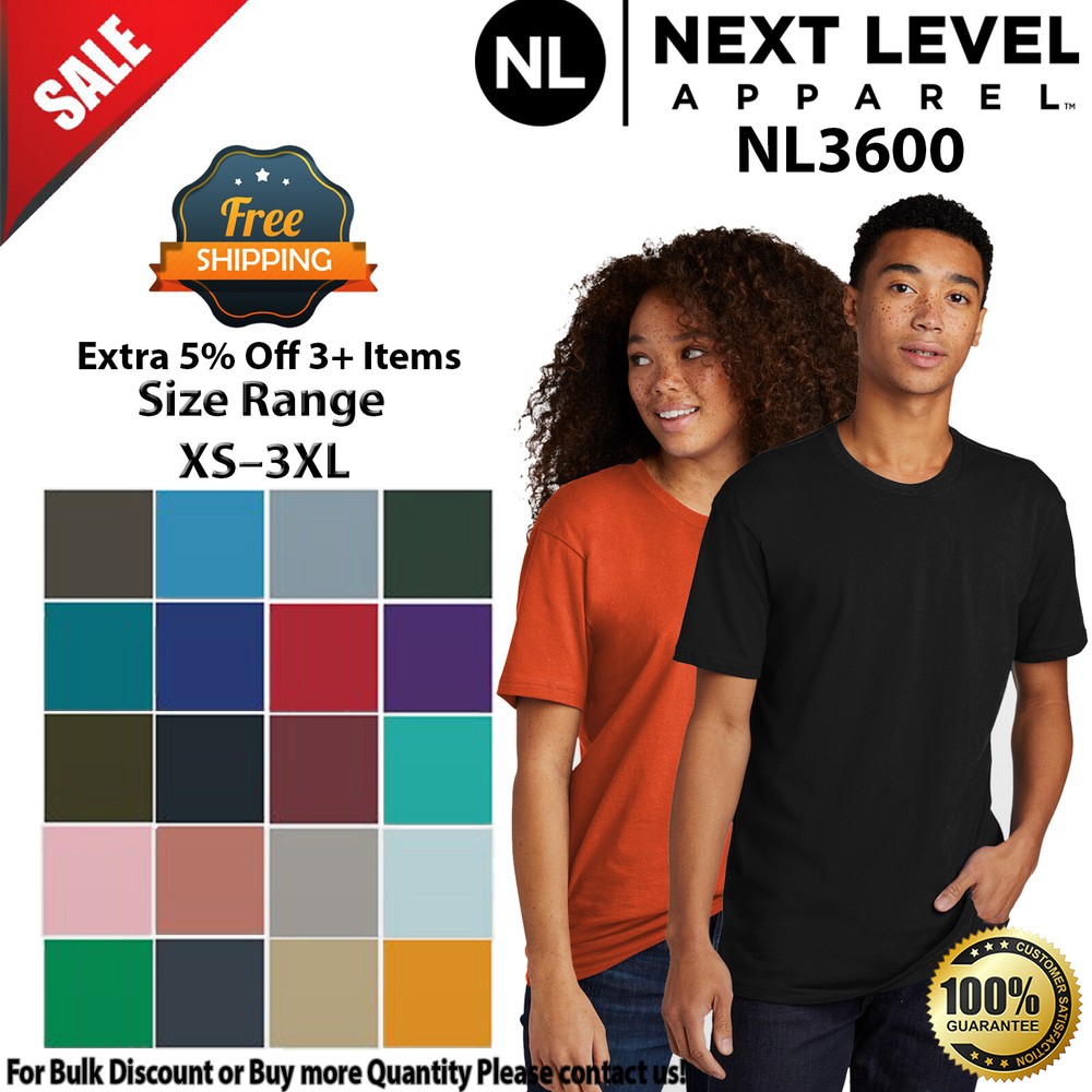 Next Level 3600 Unisex Short Sleeve Soft Fitted Cotton Crew Neck Stylish T-Shirt
